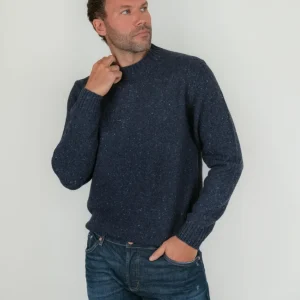 MAGLIONE GIROCOLLO in LANA BLU