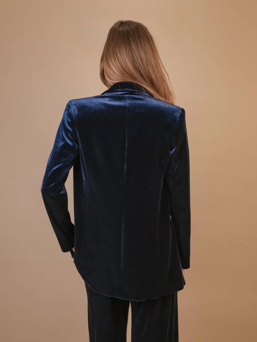 BLAZER APERTO IN VELLUTO BLU - immagine 6