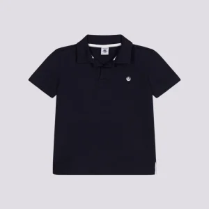 POLO BLU A MANICHE CORTE IN COTONE BAMBINO