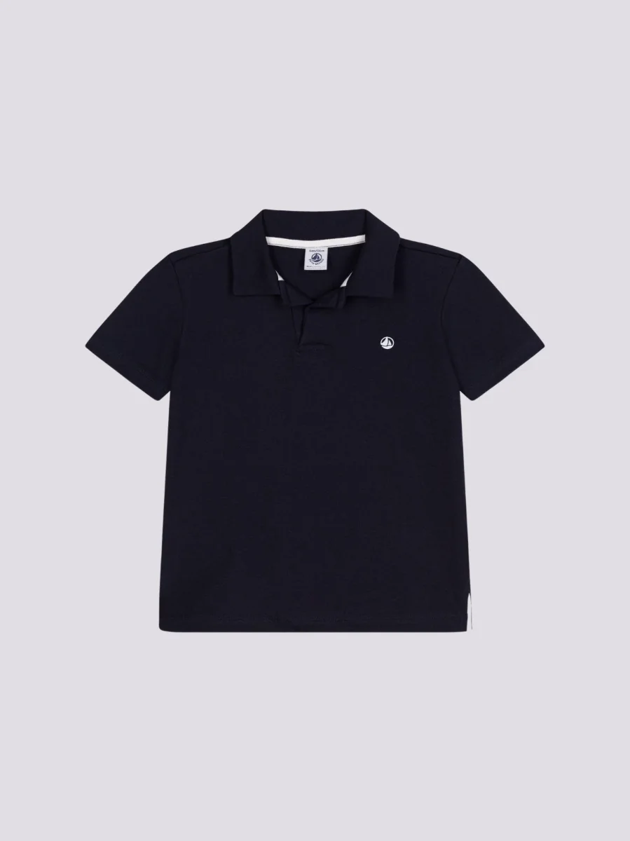 POLO BLU A MANICHE CORTE IN COTONE BAMBINO