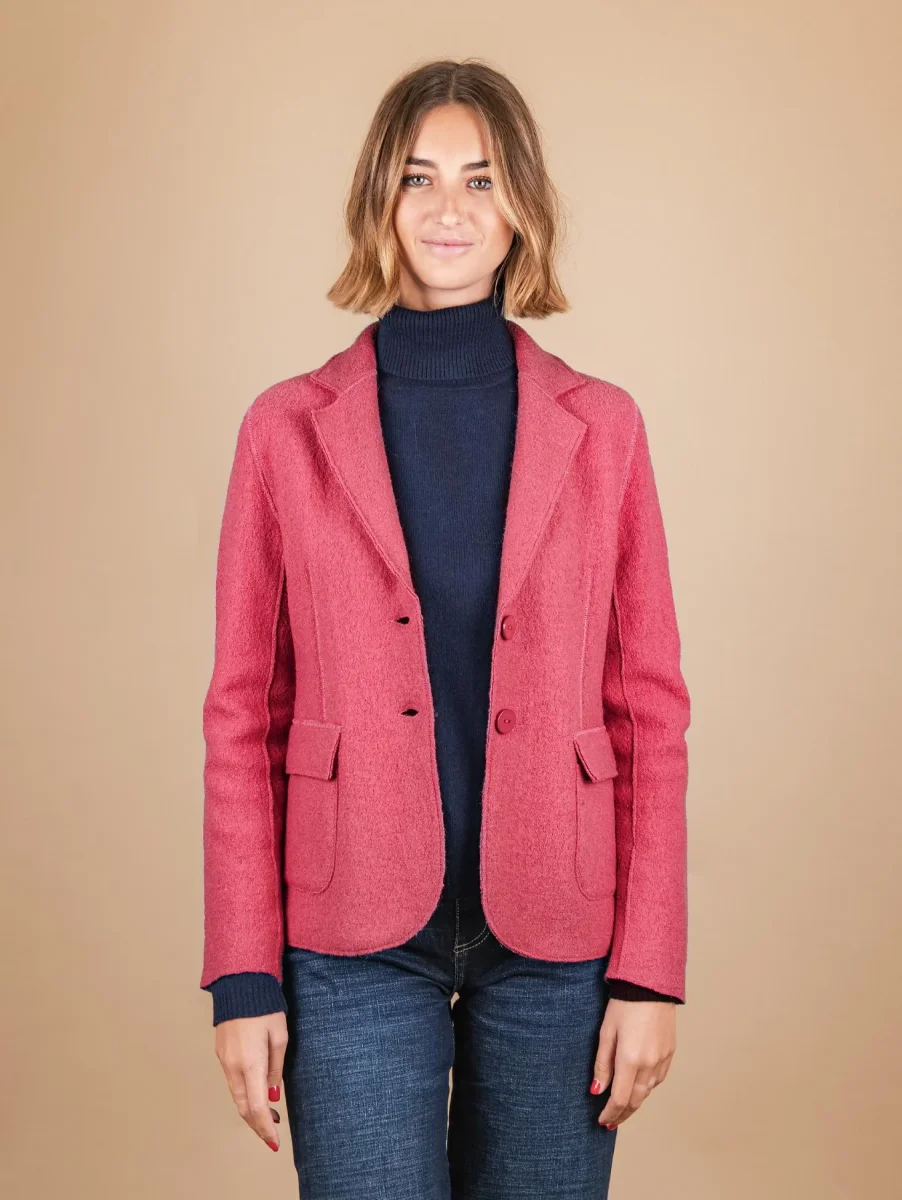GIACCA SFODERATA IN LANA COTTA PORPORA - immagine 5