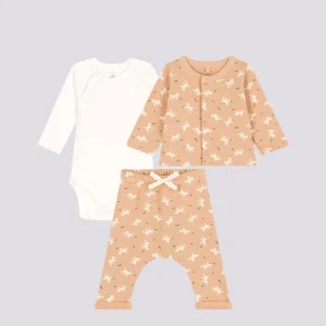 COMPLETO IN TESSUTO FELPATO CON STAMPA CAPRETTA PER BEBÈ