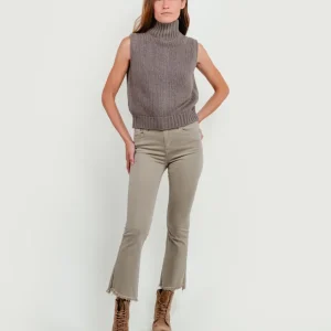 PANTALONE 5 TASCHE A TROMBETTA SFRANGIATO BEIGE