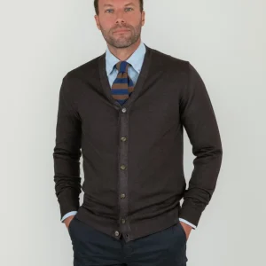 CARDIGAN IN LANA MERINO TESTA MORO