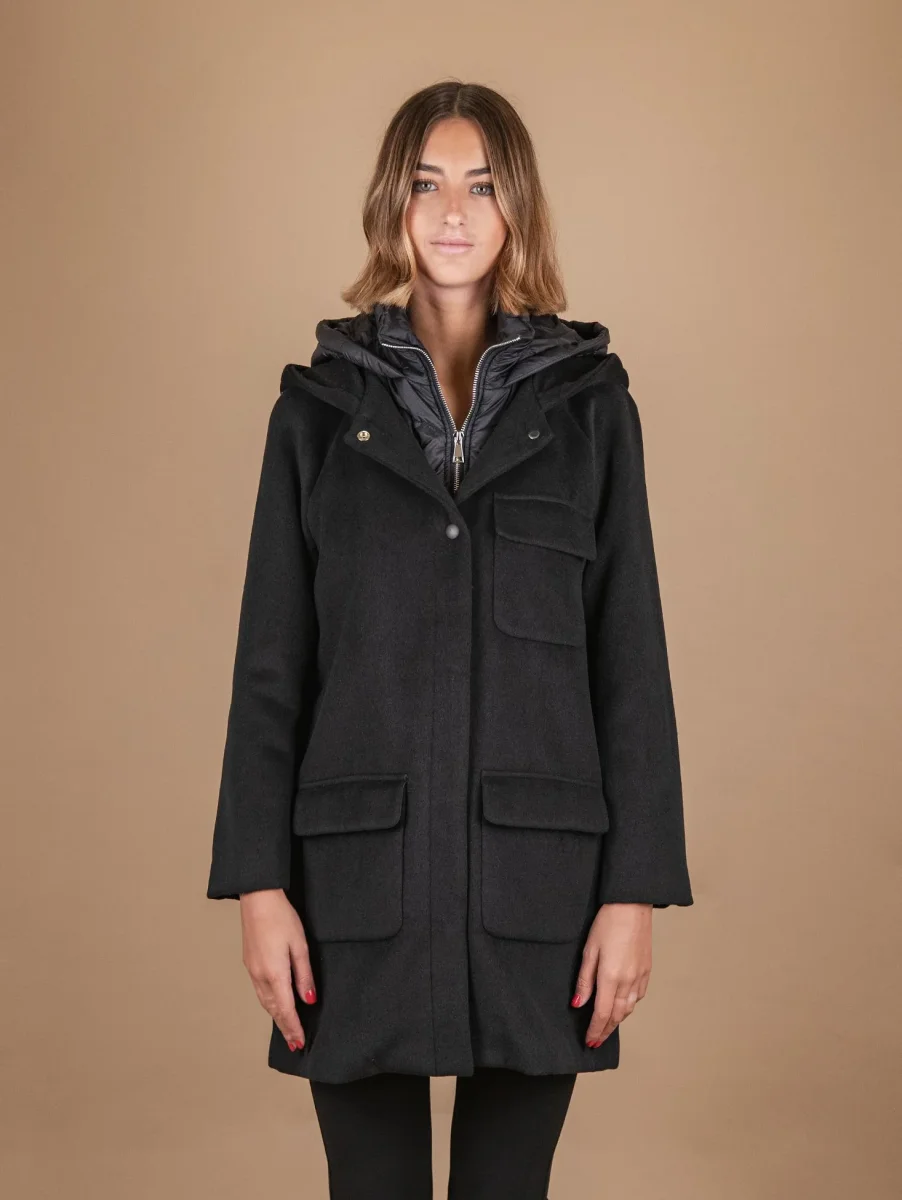PARKA CON IMBOTTITURA ESTRAIBILE IN TESSUTO NERO