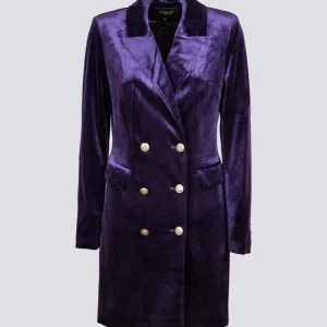 Cappottino doppiopetto in velluto viola
