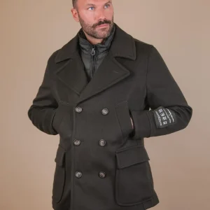 CAPPOTTO DOPPIOPETTO IN LANA MISTO CASHMERE VERDE