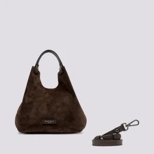 Borsa a spalla Dua medium in suede cioccolato