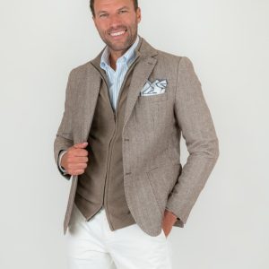 BLAZER IN TESSUTO SPIGATO MARRONE