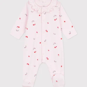 Tutina con piedini in cotone con stampa floreale