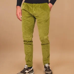 PANTALONE IN VELLUTO VERDE PISTACCHIO CON TASCA A FILO
