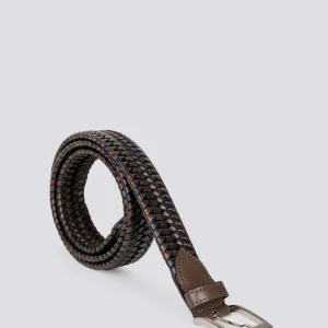 CINTURA IN PELLE INTRECCIATA testa moro blu