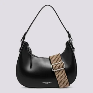 BORSA Bianca in PELLE spazzolata nera