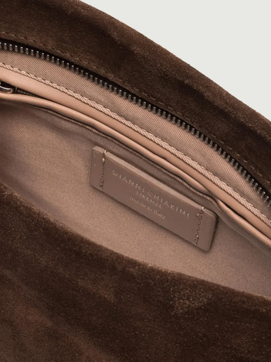 Pochette Brenda in pelle scamosciata cioccolato - immagine 6