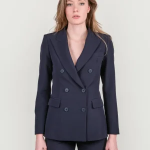 BLAZER DOPPIOPETTO IN TESSUTO BLU