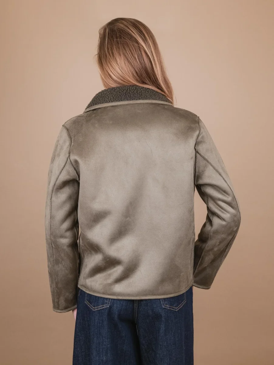 CABAN CORTO DOPPIOPETTO IN ECO-MONTONE VERDE - immagine 4