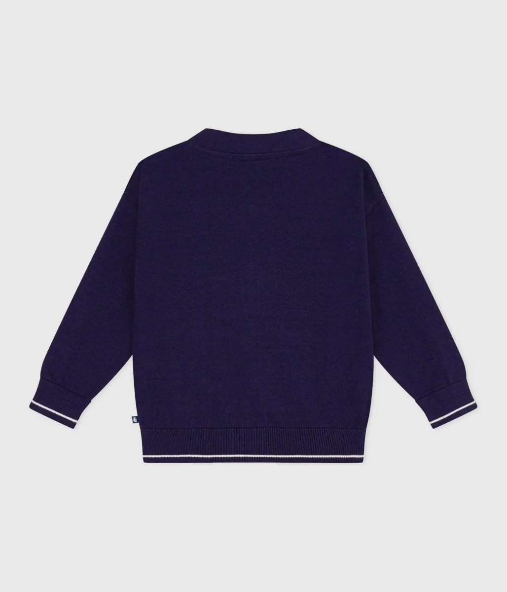 Cardigan scollo a V in cotone blu - immagine 3