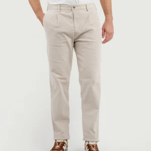 PANTALONE CON PENCES IN VELLUTO BURRO