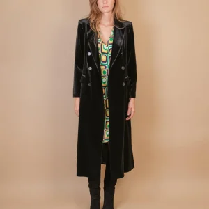 CAPPOTTO DOPPIOPETTO  CON SPACCO LATERALE  IN VELLUTO NERO