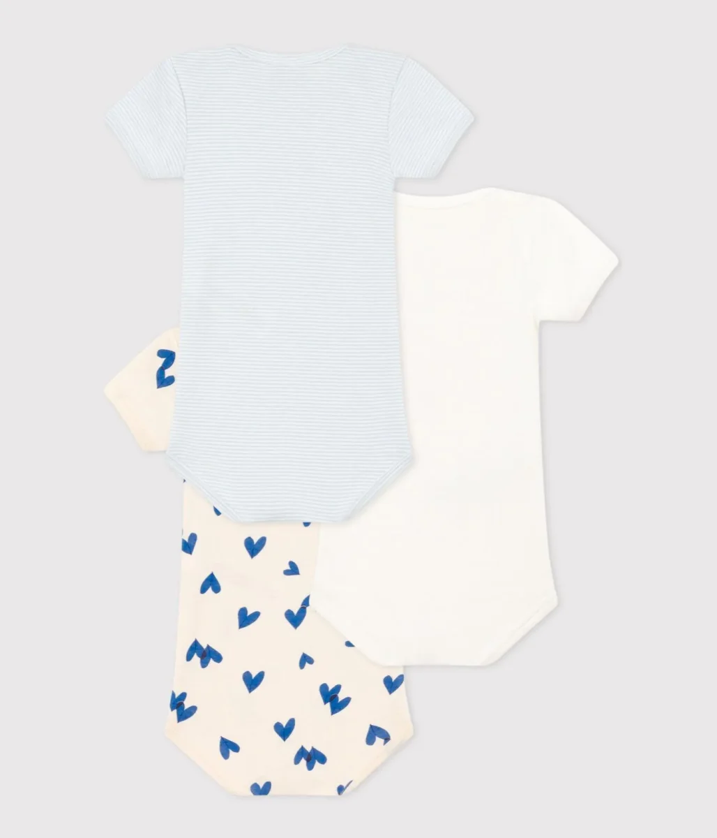 CONFEZIONE DA 3 BODY IN COTONE CON CUORI BLU - immagine 4