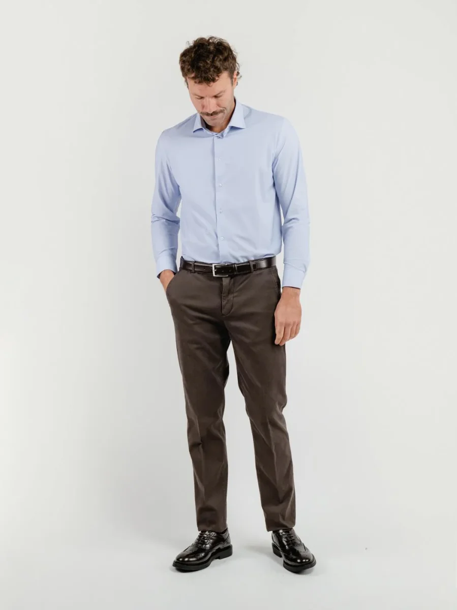 PANTALONE STRIKER IN COTONE CON MICROTRAMA TESTA MORO - immagine 3