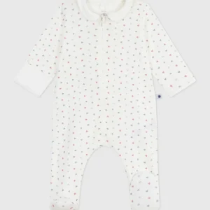 Pigiama in cotone con colletto e cuori stampati neonato