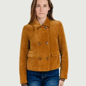 GIACCA DOPPIOPETTO IN VELLUTO OCRA