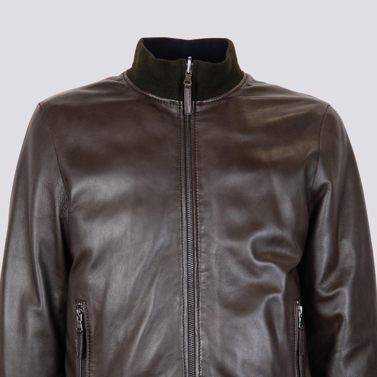 GIUBBOTTO IMBOTTITO IN PELLE NAPPA MARRONE DEREK SEAMLESS - immagine 7