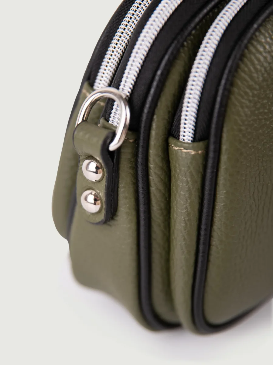 BORSA A TRACOLLA TRIS IN PELLE VERDE - immagine 4