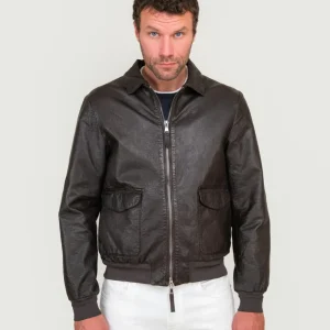 GIACCA IN PELLE MARRONE INVECCHIATA