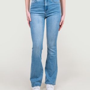 JEANS A ZAMPA ELASTICIZZATO IN DENIM CHIARO