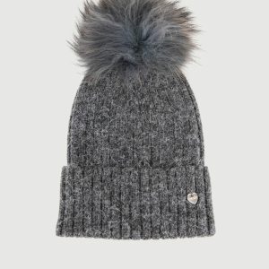 BERRETTO A COSTE ANTRACITE CON POM POM