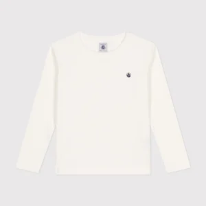 T-shirt a maniche lunghe a costine bianca