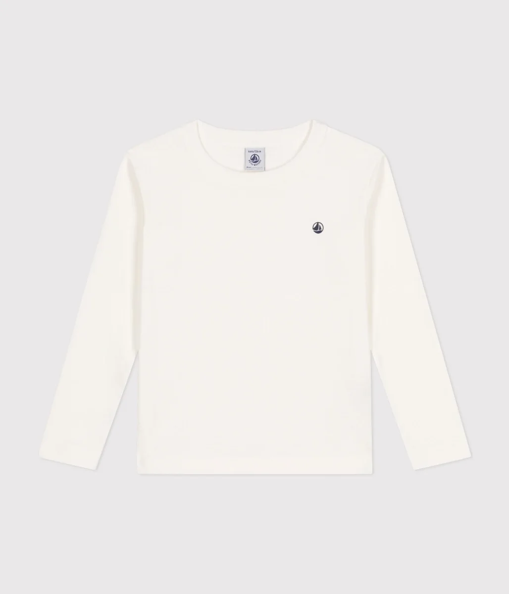 T-shirt a maniche lunghe a costine bianca