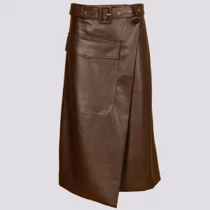 GONNA MIDI A PORTAFOGLIO IN ECOPELLE MARRONE