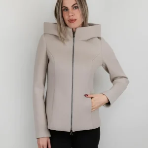 CAPPOTTINO TECNICO CORTO BEIGE CON CAPPUCCIO