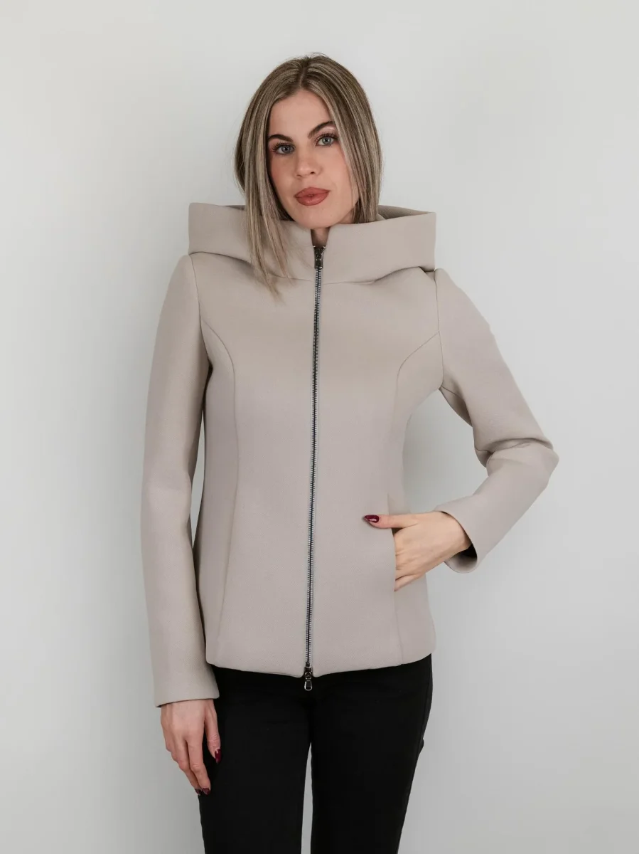 CAPPOTTINO TECNICO CORTO BEIGE CON CAPPUCCIO