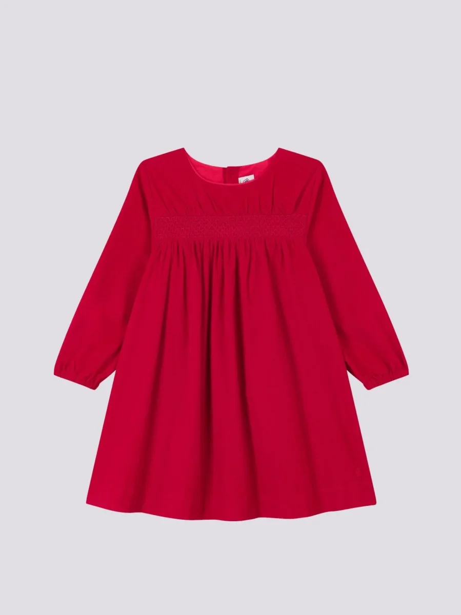 ABITO MANICHE LUNGHE IN VELLUTO TINTA UNITA BAMBINA