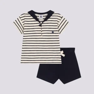 SET BEBÈ T-SHIRT E PANTALONCINI IN JERSEY BLU