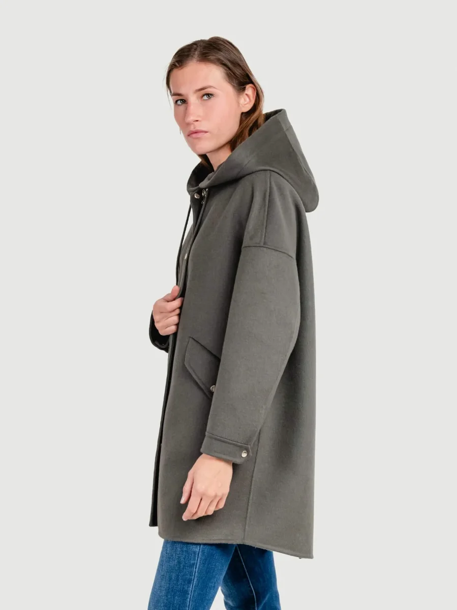 CAPPOTTO PARKA MICHELLE IN LANA VERDE - immagine 4