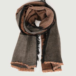 MAXI SCIARPA A RIGHE GRIGIA E MARRONE