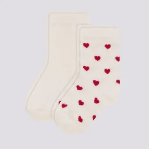 CONFEZIONE DA 2 PAIA DI CALZINI BEBÈ IN JERSEY DI COTONE A CUORI