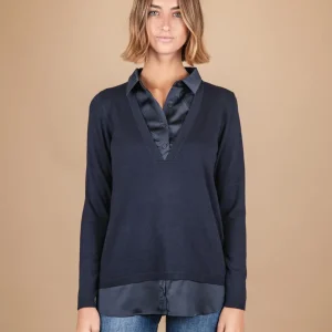 MAGLIA CAMICIA 2 IN 1 BLU