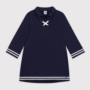 Vestito blu svasato in cotone