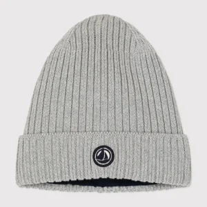 Berretto in maglia grigia  foderata in pile bambino