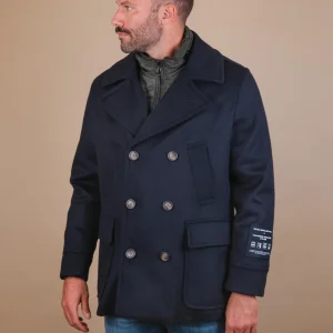 CAPPOTTO DOPPIOPETTO IN LANA MISTO CASHMERE BLU