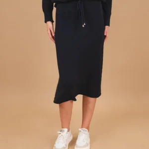 GONNA MIDI IN MAGLIA CON ELASTICO E COULISSE BLU