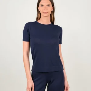 T-SHIRT A MANICA CORTA IN MAGLIA BLU