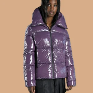 Piumino impermeabile lucido viola