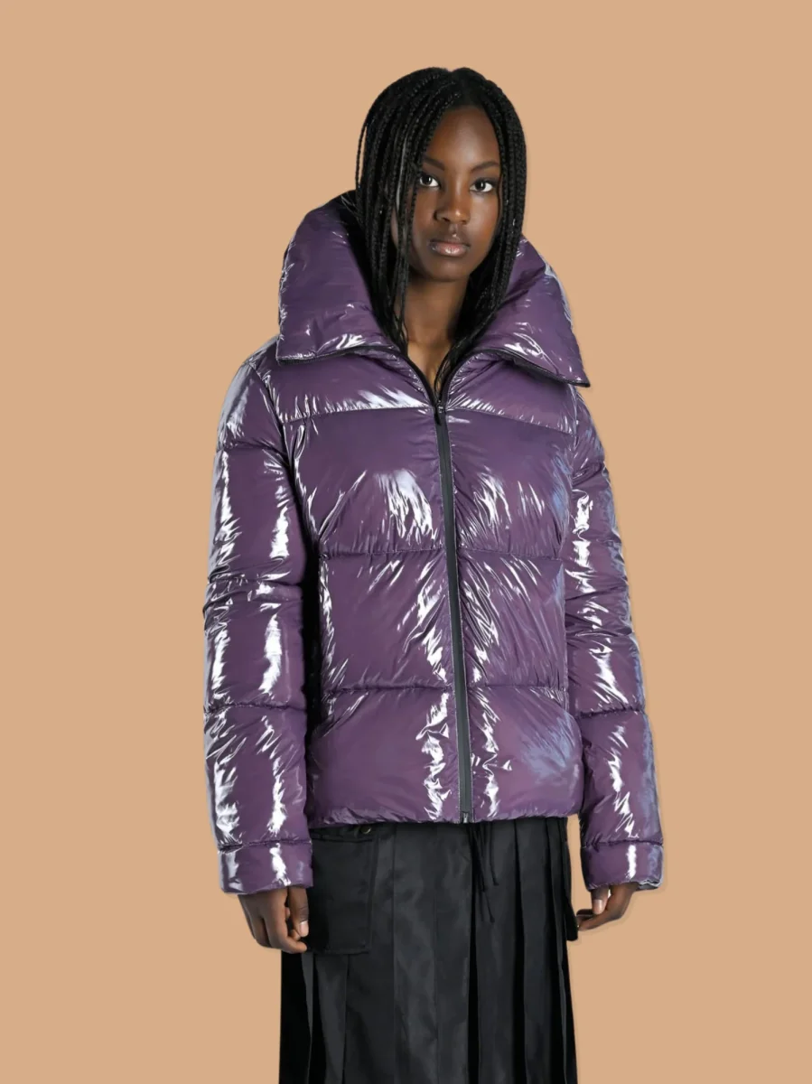 Piumino impermeabile lucido viola